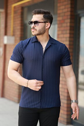 EQURİ Erkek Kısa Kollu çizgili Gömlek