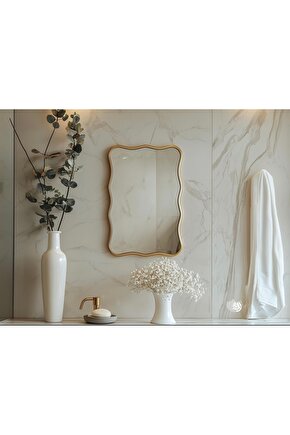 90x60 cm Dikdörtgen Dalgalı Duvar Aynası  Lüks Ayna