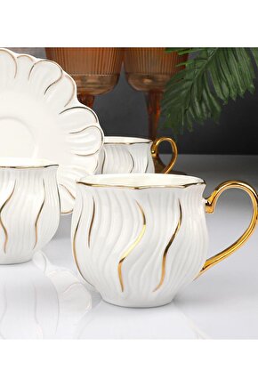 BEYAZ ALTIN TEK KİŞİLİK TÜRK KAHVESİ FİNCANI