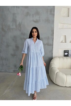 ÇİZGİİ KETEN HAKİ YAKA DÜĞEİ AAŞ EBİE avi