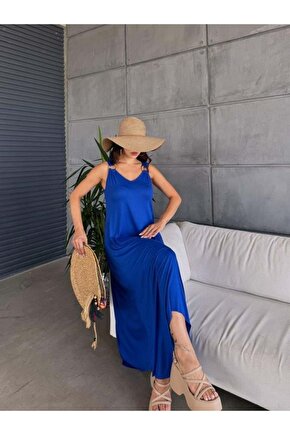 Kadın çan Dokuma Kumaş V Yaka Asimetrik Kesim Elbise