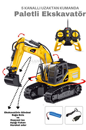 Oyuncak 40 Mhz Uzaktan Kumandalı Işıklı İş Makinası RC Ekskavatör Kepçe Paletli