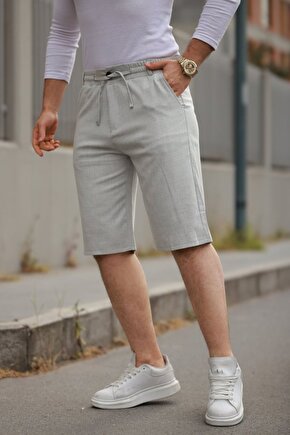 JANES Erkek Beli Bağcıklı Ve Düğmeli Bezayağı Kumaş şort