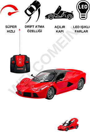 Oyuncak Kapıları Ve Bagajı Açılan Uzaktan Kumandalı Drift Arabası Süper Hızlı 1:16 Işıklı Spor Araba
