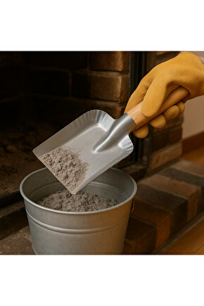 Çelik Ateş Küreği Ahşap Ergonomik Dayanıklı Saplı Geniş Soba Şömine Kömür Ateş Köz İdeal Kürek