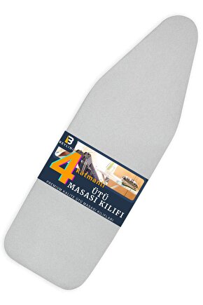 Ütü Masası Kılıfı Örtüsü Bezi Keçeli Süngerli Lastikli Yanmaz Ayarlanabilir 50x150 Cm Gri