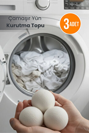 3lü Çamaşır Yün Kurutma Topu