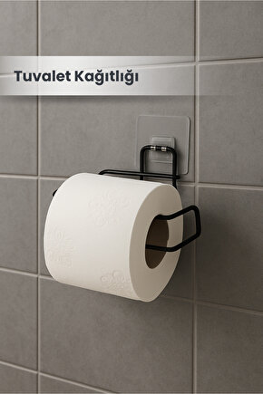 Yapışkanlı Metal Siyah Tuvalet Kağıtlığı Wc Kağıtlık Tuvalet Kağıtlık Askısı