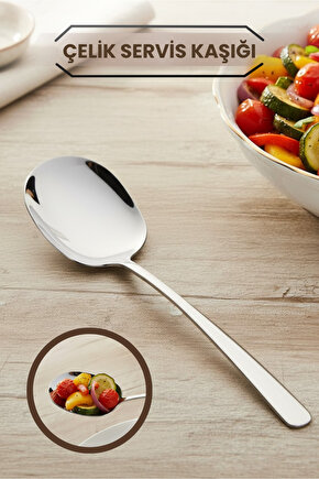 Lüx Paslanmaz Çelik Servis Kaşığı 21 Cm - Sunum Kaşığı - Salata Kaşığı