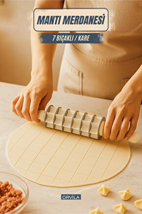 Pratik Kare Mantı Kesme Merdanesi – Çelik Bıçaklı - Çoklu Kesim Aparatı