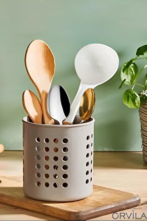Kaşıklık - Tezgah Üstü Delikli Kaşıklık-Kepçe-Bıçak Kurutmalık Düzenleyici Organizer