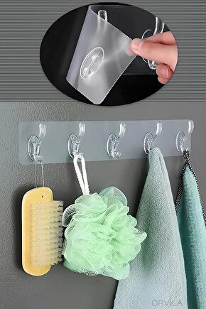 5li Kendinden Yapışkanlı Şeffaf Silikon Askı