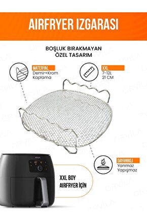 Airfryer Izgara Teli Süzgeçli | Fritöz Metal Aksesuarı XXL