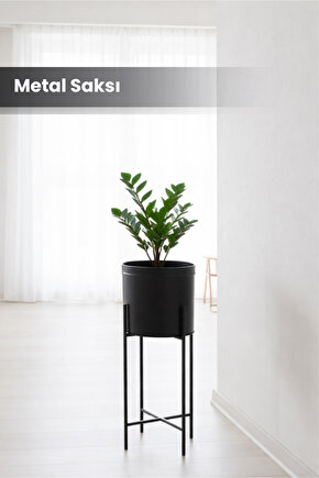 Siyah Dekoratif Ayaklı Metal Çiçeklik | 45 Cm Saksılık