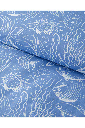 Underwater Wonders King Size Nevresim Seti Koyu Mavi
