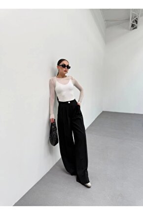 230 Gr Poly Viscose Full Lycra Pileli Palazzo Pantolon