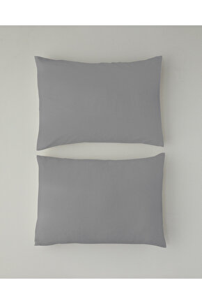 Micell Pamuk Saten 2li Yastık Kılıfı 50x70 cm Gümüş