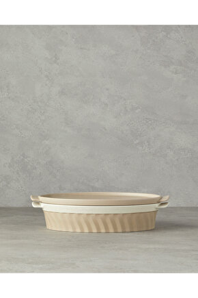 Pure Stoneware Oval Fırın Tenceresi 33,8x21,4x6,5 cm Krem