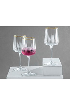 3 Zett Cam 3lü Kadeh 320 Ml Gold Cam Kırmızı Şarap Kadehi