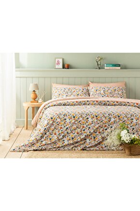 Flower Festival Pamuk Tek Kişilik Nevresim Takımı 160x220 Cm Turuncu