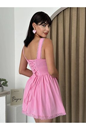 ille Arkası Bağlamalı Elbise