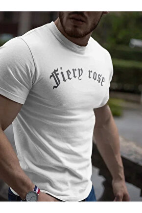 Erkek Bisiklet Yaka Baskılı Oversize T-Shirt - Beyaz