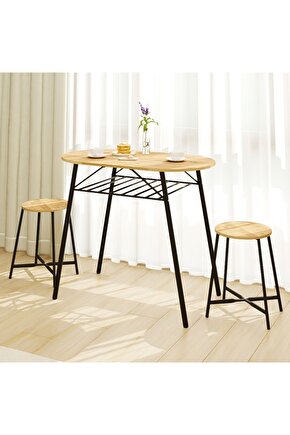 Mutfak Masası Oval Tabure Takımı Masa Sandalye Takımı Çam 1473