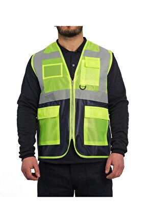 Motosiklet Yüksek Görünümlü Yelek Reflektörlü Fermuarlı Reflektik Motorcu Yelek Yeni Yasaya Uygun M