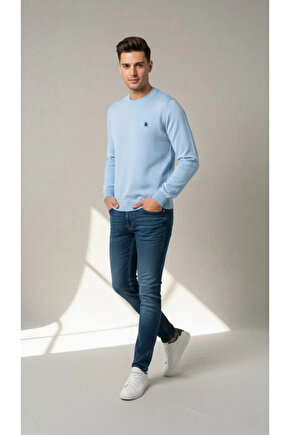 Erkek Bisiklet Yaka Nakış işlemeli Triko Kazak yumuşak dokulu Pamuklu ince Dokuma, uzun kollu Rahat