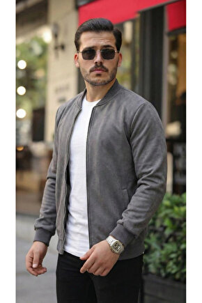 Erkek Scuba Süet Kumaş Bomber Hırka