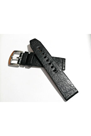&Her Saate Uyumlu Hakiki Grizi Deri Saat Kordonu 22  mm  (167)  siyah