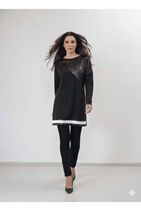Kadın Uzun Kollu Pulpayet Detay Bluz
