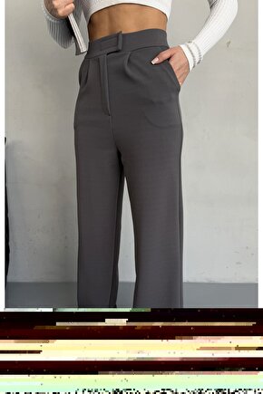 Likralı Cırtlı Kadın Palazzo Pantolon – Cesur Tarz, Yüksek Bel, Rahat Kesim