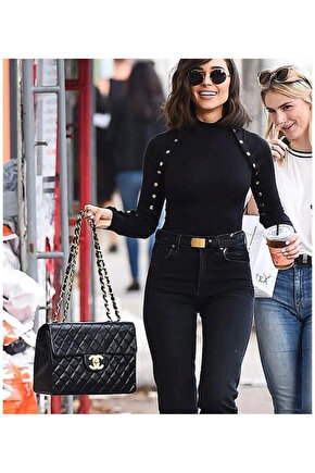 Kadın Bisiklet Yaka Kolları çıtçıtlı Kaşkorse Kumaş Bluz