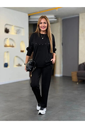 Kadın Inci Detay Modal Kumaş Ikili Takım