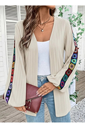 Kadın Uzun Kollu önü Açık şardonlu Kaşkorse Ceket