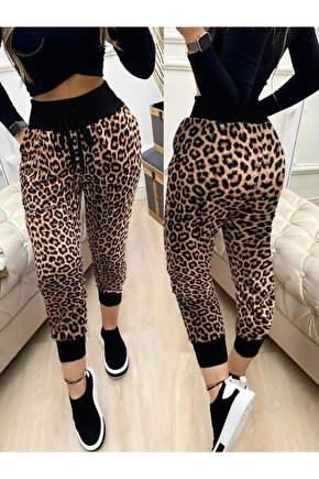 Kadın Yüksek Bel Bağcıklı Desenli Iki Iplik Pantolon