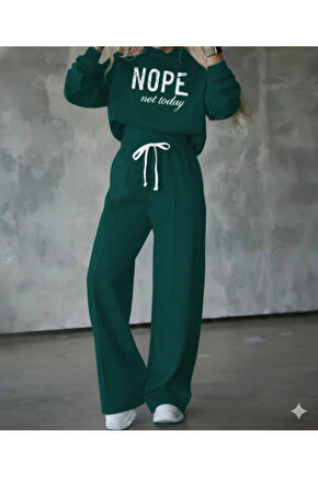 Kadın Uzun Kollu Nope Baskılı Beli Ribanalı Ikili Takım