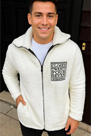 Erkek Polar Fermuarlı Sweatshirt – Kapüşonsuz, Cepli, Yumuşak Dokulu, Oversize Rahat Kalıp, Kışlık S