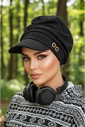 Kadın Uzun Kollu Yakadan Fermuarlı Kot Görünüm Desenli Uzun Modal Bluz