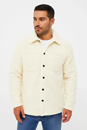 Erkek Pelüş Polar Hırka Gömlek – Yakalı, İlik Düğmeli, Göğüs Cepli, Yumuşak Dokulu Kışlık Regular Fi