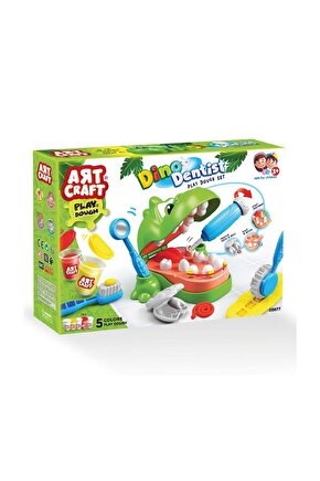 Sevimli Oyuncak Dişçi Dino Oyun Hamuru Set + Diş Doktor Aksesuarları Oyuncakları