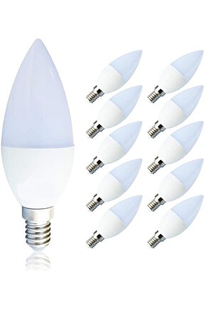 10 Adet Çok Kaliteli E14 Duy 7 Watt, 3000 Kelvin Led Ampul Gün Işığı Renkli E14 Duy Led Avize Ampulü