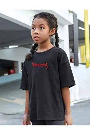 Çocuk Unisex Baskılı T-Shirt - Siyah