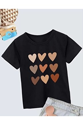 Kız Çocuk Bisiklet Yaka Baskılı T-Shirt - Siyah