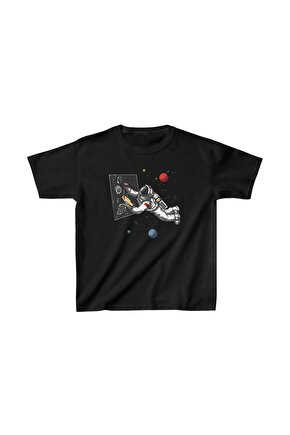 Unisex Çocuk Baskılı T-Shirt - Siyah