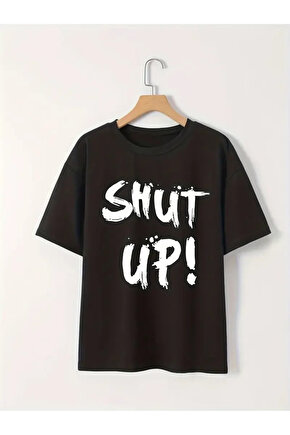 201 PENYE COMPACK BASKILI OVERSİZE BİSİKLET YAKA M KISA KOL YAZLIK T-SHİRT - SİYAH