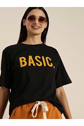Baskılı Kadın T-shirt - Siyah