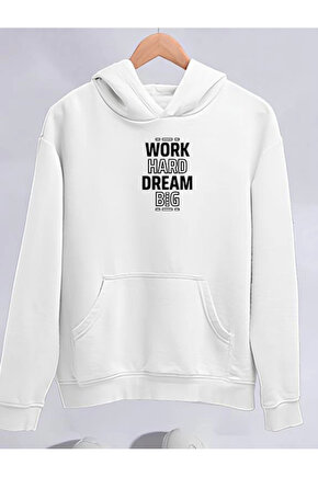 Kışlık Üç İplik Kapüşonlu SweatShirt - Beyaz