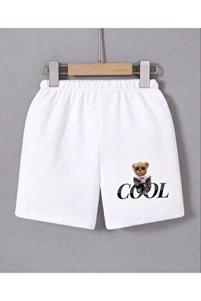 Kadın Beli Lastikli Baskılı Mini Şort - Beyaz